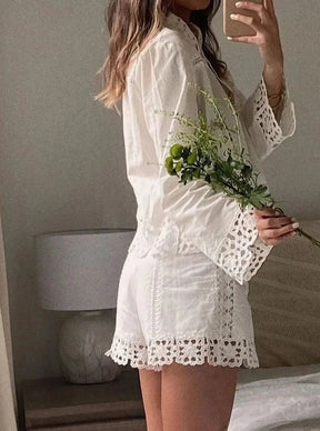 Camisa Feminina Detalhe Em Tricô Sandra