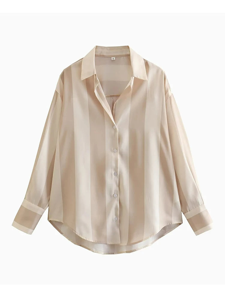 Camisa Feminina Listrada Acetinada Alice