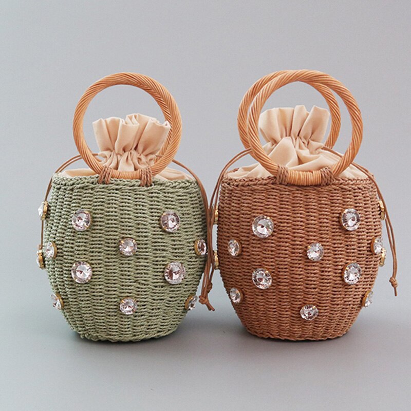 Bolsa Feminina Rattan E Cristais Espelho da Moda