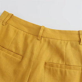 Calça Feminino Alfaiataria Linho Marilia Espelho da Moda