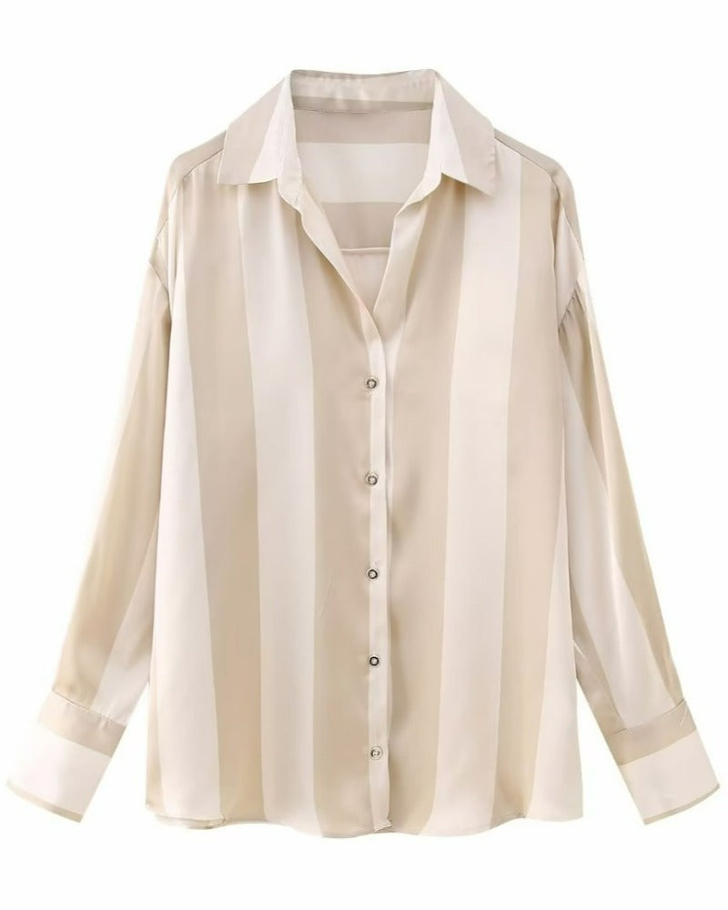 Camisa Feminina Listrada Acetinada Alice