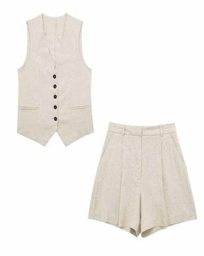 Conjunto Feminino Colete e Shorts em Linho Eloise Milenar