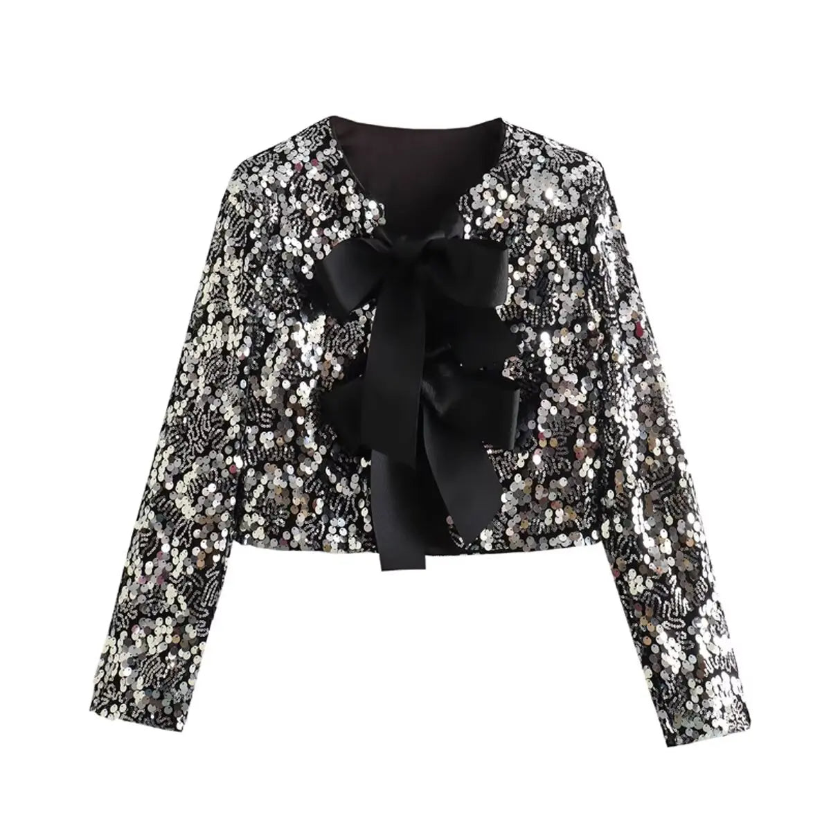 Blazer Feminino Paetê Lantejoulas Laço Helena